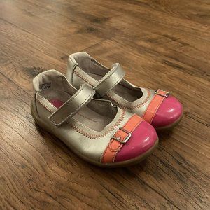 STRIDE RITE CHANDRA PINK ORANGE SILVER  MARY JANE STRAPPY SANDALS SHOE 9.5M